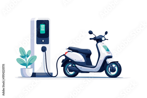 Soft shadow icon charging vector scooter simple shapes electric smart station kawaii