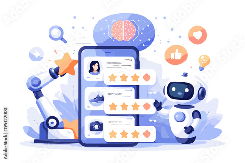 Icon recommendation vector flat design ai smart simple shapes engine soft shadow vector illustration