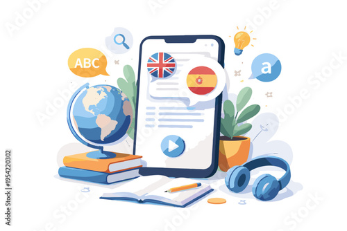 App kawaii minimalism icon online simple digital language flat design vector image generation