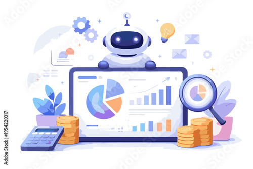 Generation automated simple ai icon image generator report flat design vector vector illustration soft shadow