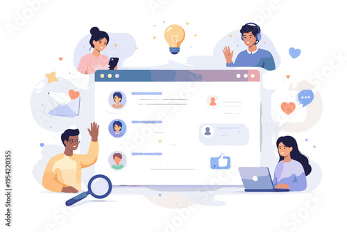 Generation digital sticker style community forum vector platform icon image online simple minimalism