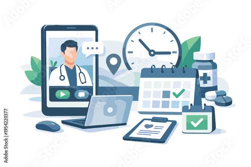 Icon digital appointment vector soft shadow booking doctor generation bold outline cute illustration image online