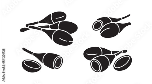 Olive silhouette pack clean modern fruit icons for mediterranean cuisine and agriculture