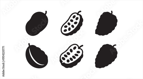 Feijoa silhouette pack clean modern tropical fruit icons for healthy nutrition design