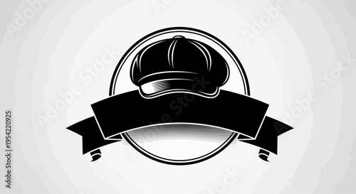 Chefs Hat and Ribbon Emblem Design.