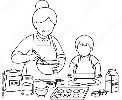 Family bonding on international day of families mother and child cooking together