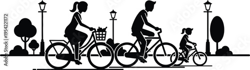 Family cycling together on intl day of families promoting unity and togetherness