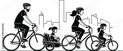 Family cycling together on intl day of families promoting unity and togetherness