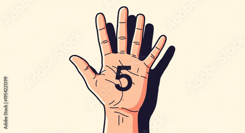 Hand with Number Five - Symbol of Counting and Numerology.