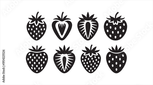 Simple strawberry shapes collection flat black berry illustration for summer food design