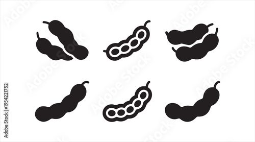 Pea pod silhouette pack clean modern vegetable icons for healthy diet and cooking graphics