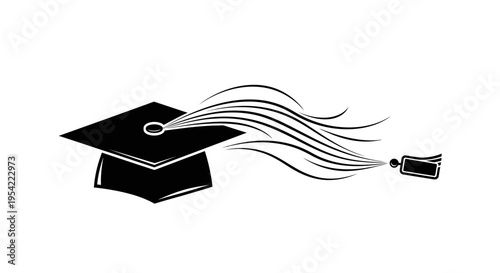 Classic graduation cap with flowing tassel symbolizing academic achievement.
