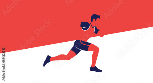 Dynamic Illustration of a Runner in Motion, Depicting Athleticism and Fitness