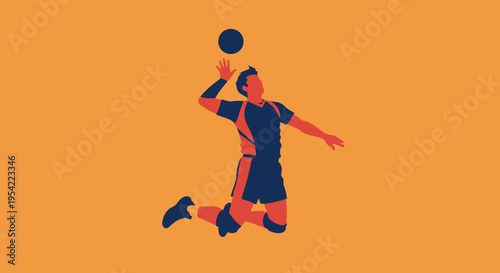 Volleyball Player in Mid-Air, Ready to Spike the Ball During a Competitive Match