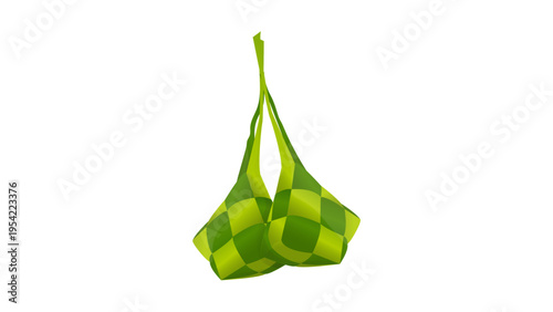 Two traditional rice cakes ketupat illustration for Eid al-Fitr celebration