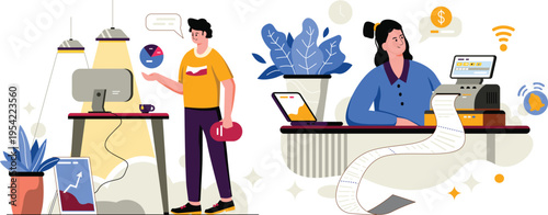 Collaboration and financial management in a modern office setting