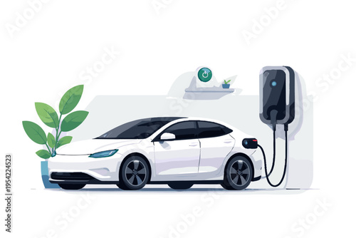 Clean design home smart minimalism charger image icon electric generation vehicle vector bold outline
