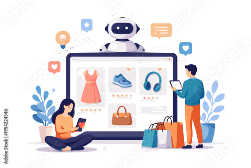 Generation bold outline ai recommendation simple icon product system cartoon style image vector automated