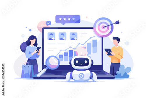 Analytics predictive simple cute illustration behavior soft shadow ai vector generation bold outline icon image