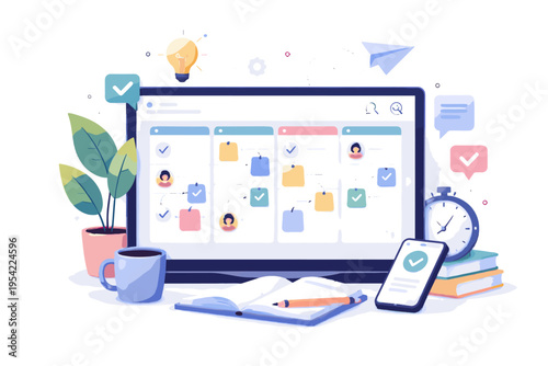 Project image vector vector illustration remote board simple planning icon digital generation sticker style