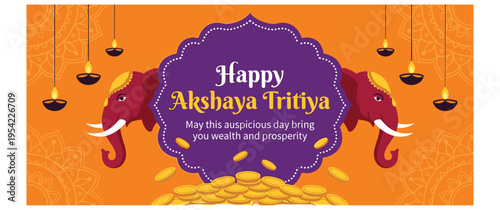 Happy akshaya tritiya vector illustration, traditional indian festival