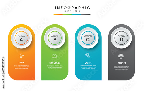 A colorful infographic design with four options for business strategy and planning
