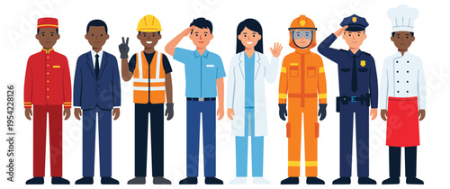 Group of professional workers from various occupations in color