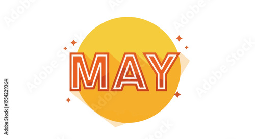 May month word on yellow circle.