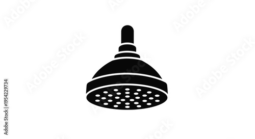 Simple black showerhead icon on a white background a bold silhouette