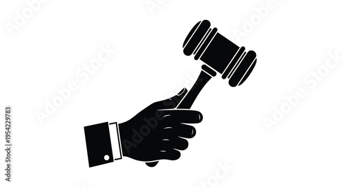 A hand firmly holding a gavel a symbol of legal authority silhouette