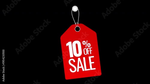 10 percent special discount badge animation yellow red sale label on transparent background
