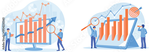 Analysts examining growth metrics and financial performance through data visualization