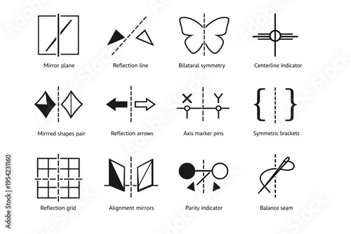 Generation icon indicator vector line reflection axis plane simple image symmetry parity
