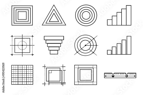 Simple generation layered hierarchy vector measured incremental ladder image icon spacing scale