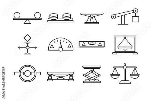 Vector symmetry simple icon generation balance image arm dial neutral pivot tray