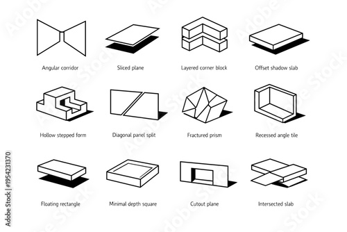 Block minimal image vector generation icon simple form sliced split corridor plane