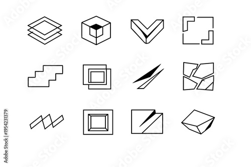 Rhombus image panel vector simple facet cube generation frame broken channel icon