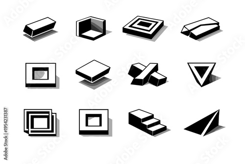 Hollow offset simple slab generation vector edge image frame depth angular icon