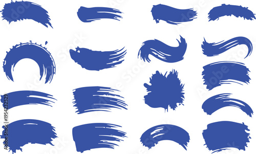 Collection of 16 unique blue eyebrow shapes and styles for makeup and design