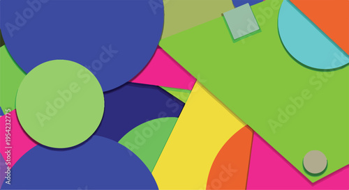 Colorful geometric abstract background, layered with shapes and shadows