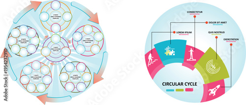 Visual representation of circular diagrams and infographic cycle structures