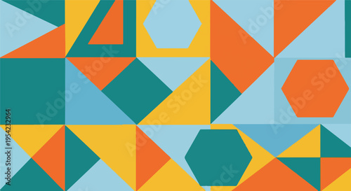 Colorful, geometric abstract design with shapes