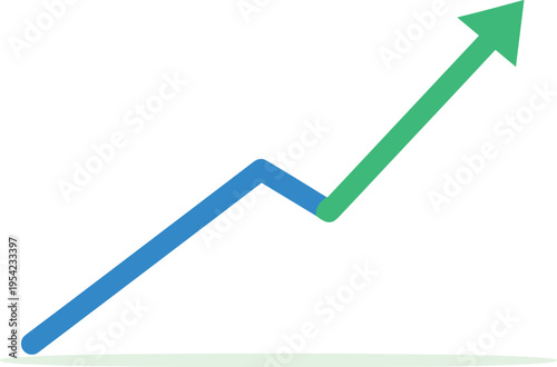 A green and blue arrow graph showing growth and success in business
