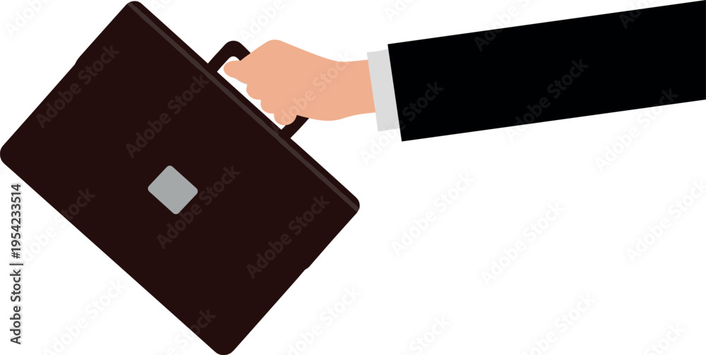 Obraz premium A hand in a business suit holding a brown leather briefcase