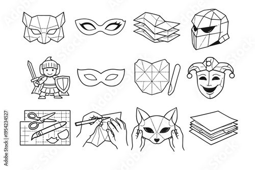 Eye icon precise folded base image paper design costume vector generation simple