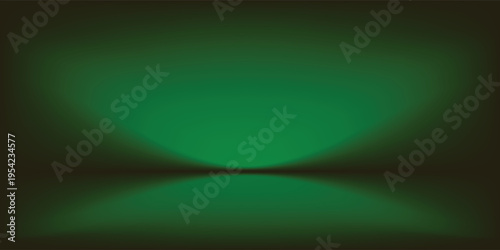 Dark green studio room. Limbo abstract background. 3d backdrop for product presentation. Minimal wall scene. Showcase, promotion display. Vector stage mockup illustration
