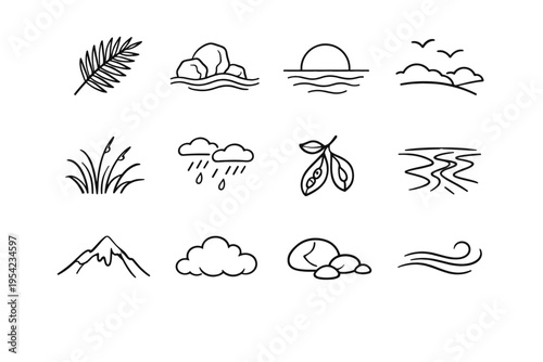 Grass image stone simple drizzle sun vector seed icon cloud ground generation