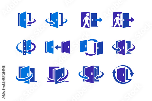 Simple hinge pivot door use entry vector image exit generation icon movement