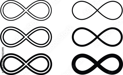 Collection of infinity symbols with varying line thickness and styles