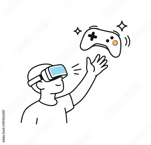 Immersive digital entertainment and next generation interactive gameplay transforming leisure time into engaging virtual adventures for modern users, a simplified person wearing a